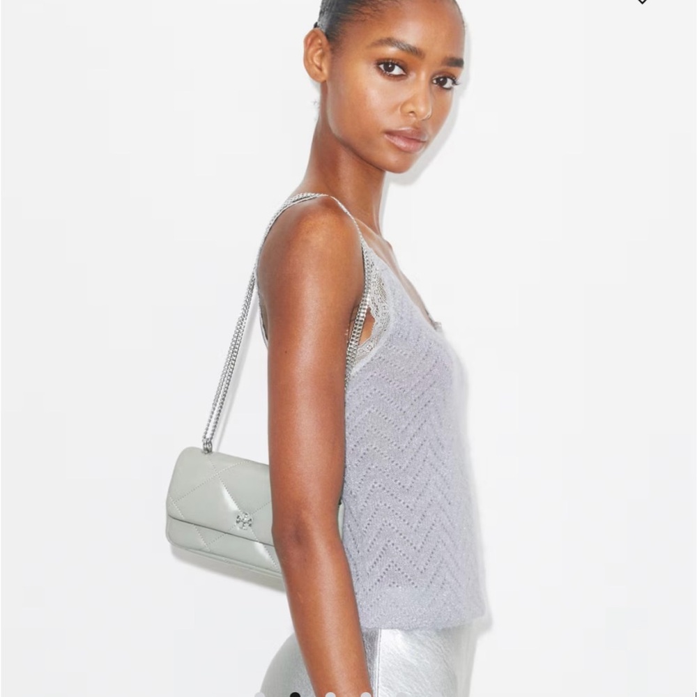 Silver Tory Burch- Kira Diamond Quilt Flap Bag - Picture 9 of 15